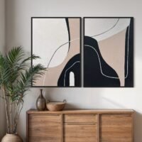 Duo Form Dokulu Tablo | Çerçeveli | 2'li Set