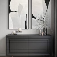 MONOKROM Soyut Tablo | Çerçeveli | 2'li set