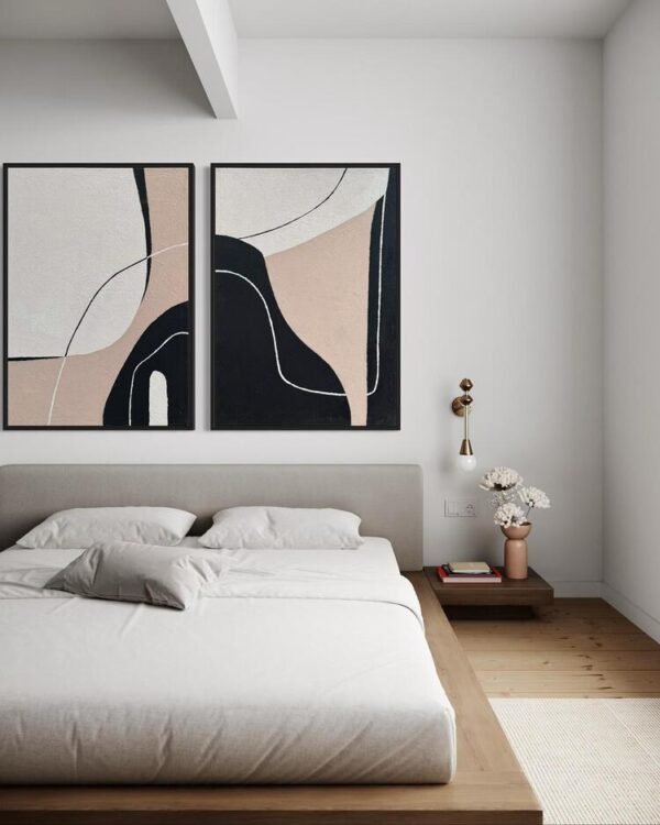 Duo Form Dokulu Tablo | Çerçeveli | 2'li Set