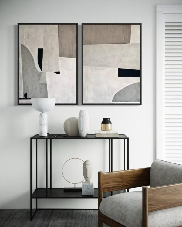 Soft Balance / ikili Set | Dokulu Soyut | Çerçeveli