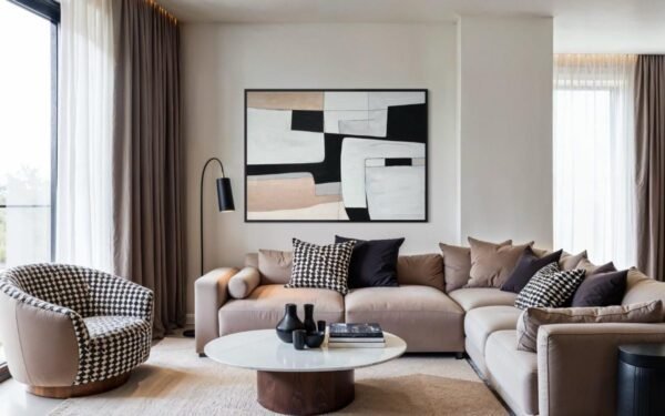 Linea | Modern Dokulu Tablo | Çerçeveli