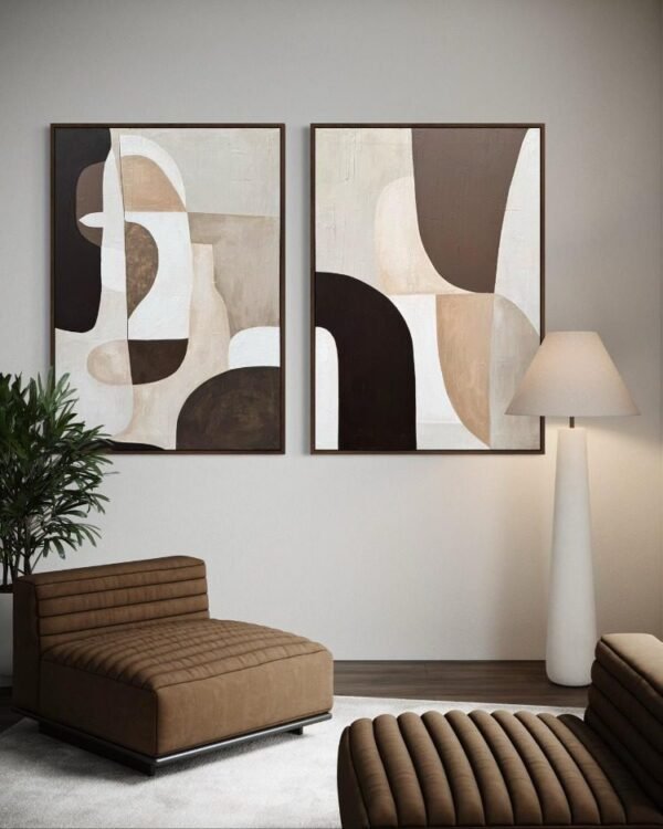Lena Terra Duo / ikili Set | Dokulu Soyut | Çerçeveli