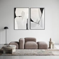 MONOKROM Soyut Tablo | Çerçeveli | 2'li set