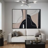 Duo Form Dokulu Tablo | Çerçeveli | 2'li Set