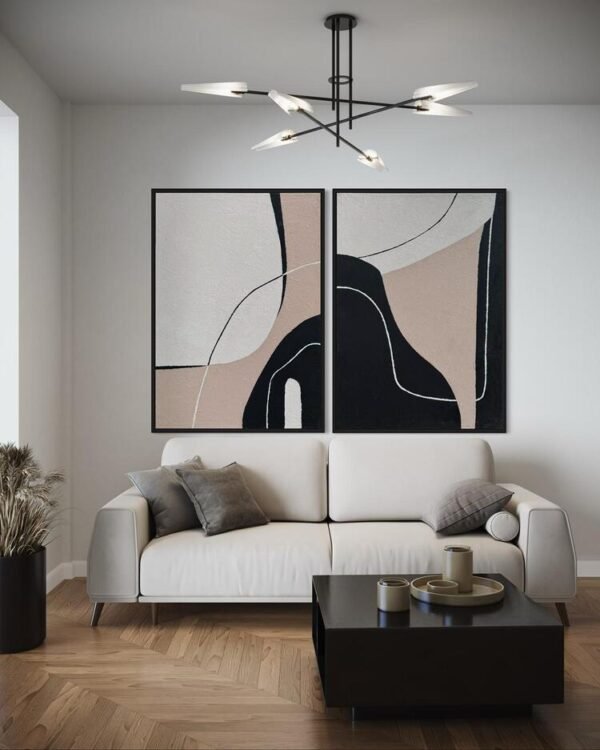 Duo Form Dokulu Tablo | Çerçeveli | 2'li Set