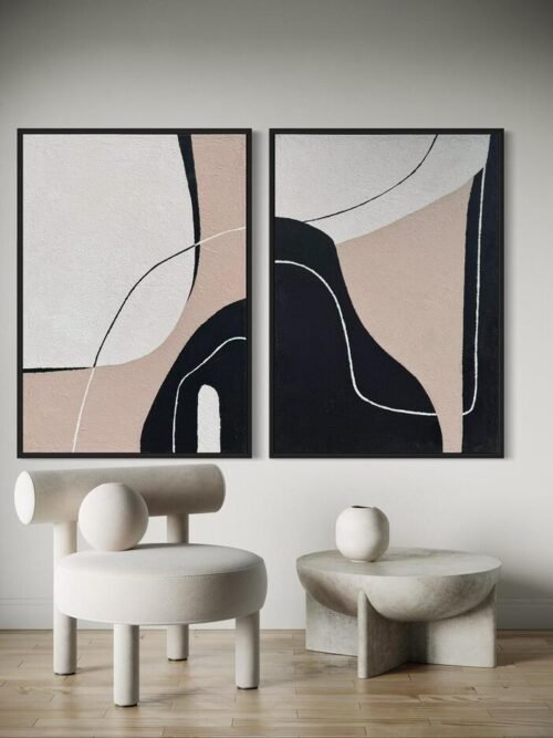 Duo Form Dokulu Tablo | Çerçeveli | 2'li Set