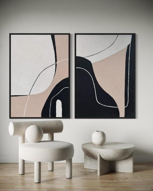 Duo Form Dokulu Tablo | Çerçeveli | 2'li Set