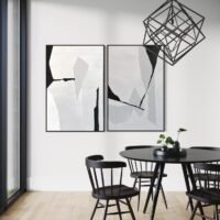 MONOKROM Soyut Tablo | Çerçeveli | 2'li set