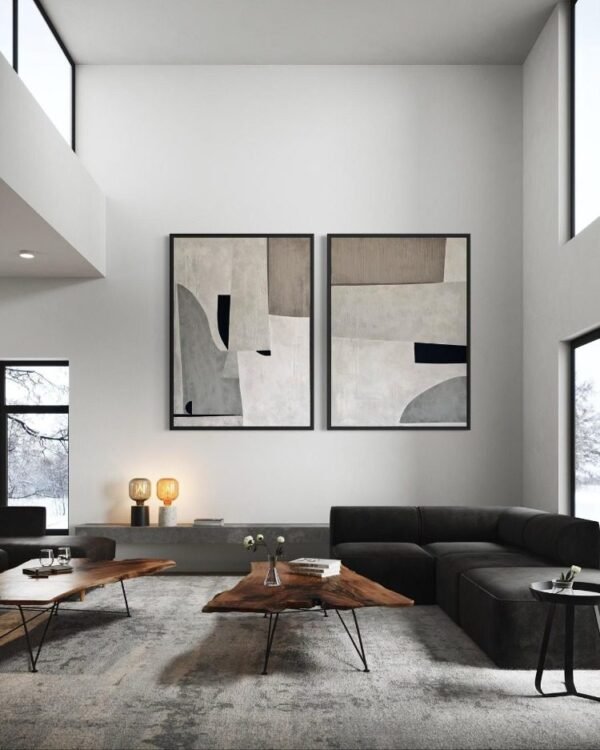 Soft Balance / ikili Set | Dokulu Soyut | Çerçeveli